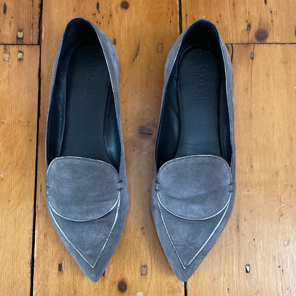 M. Gemi Stellato Anello grey suede pointed pointy toe loafer flats size 39.5